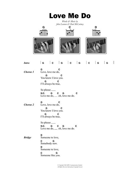 Love Me Do by The Beatles Sheet Music for Guitar Chords/Lyrics at Sheet Music Direct