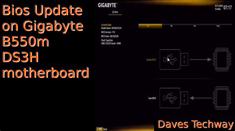 How to Update the BIOS on the Gigabyte B550M ds3h Motherboard - YouTube