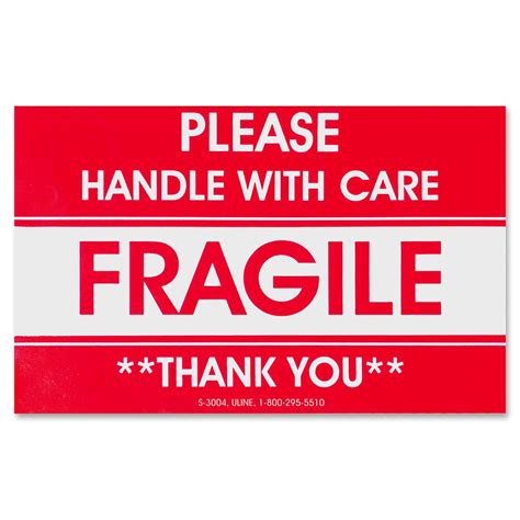 Tatco Fragile/Handle With Care Shipping Label - "Fragile - Handle with Care, Thank You" - 3 ...