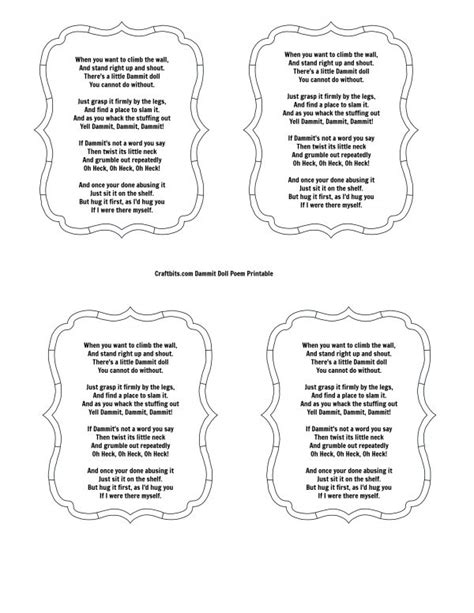 Dammit Doll Poem Printable - Printable Kids Entertainment