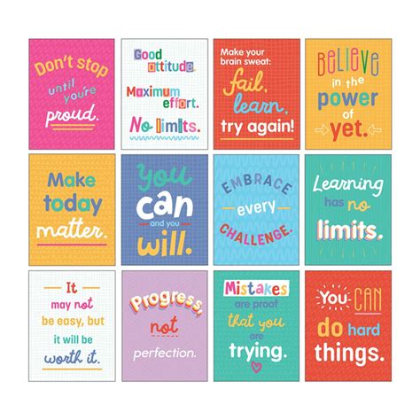 Mini Posters: Growth Mindset Quotes Poster Set, 12 Pieces - CD-106009