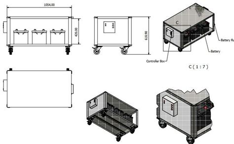 Autocad drawing of the controller of the battery and the battery rack ...