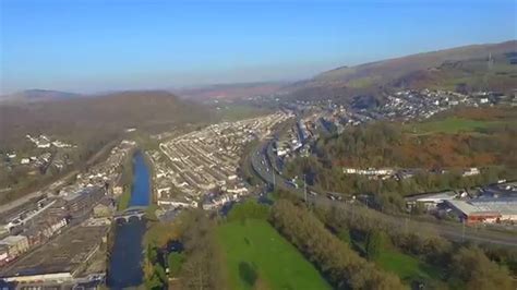 Aerial view over Pontypridd and Ponty Lido - Drone - YouTube