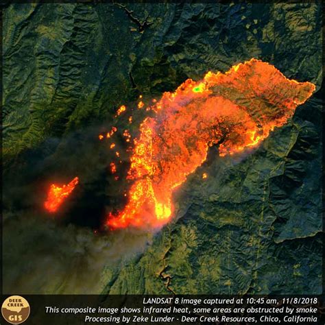 Satellite imagery of Camp Fire seven hours after it started - Wildfire Today