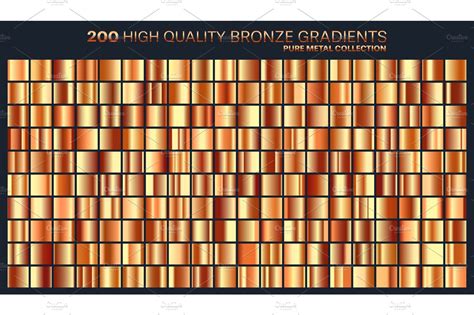 Bronze gradient,pattern,template.Set of colors for design,collection of high quality gradients ...