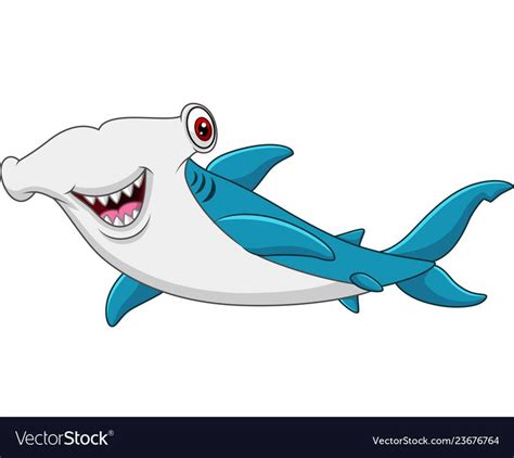 Cartoon hammerhead shark Royalty Free Vector Image | Hammerhead shark, Shark images, Shark