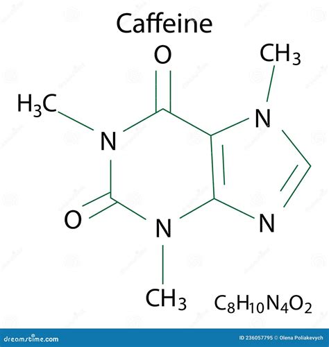 Caffeine Chemical Structure. Skeletal Element. Organic Compound. Molecular Formula. Vector ...