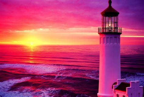 ArchitectureIMG.com - Lighthouses Lighthouse Sunset Colorful Sunlight Ocean Waves Glow Sun Sea ...