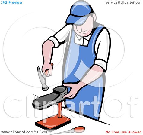 Clipart Shoe Maker Worker Man Hammering - Royalty Free Vector ...