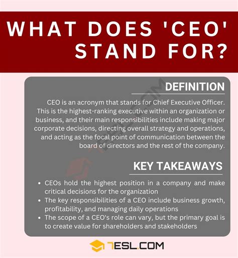 CEO Meaning: What Does CEO Stand For? • 7ESL