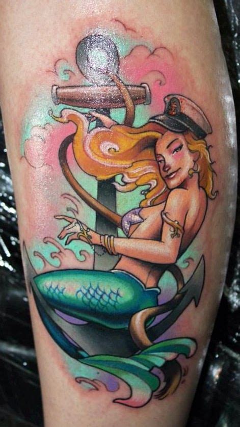 Mermaid on Fouled Anchor wearing Navy Cheif's cover done by Joe Matisa ...