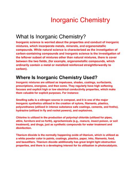 SOLUTION: What Is Inorganic Chemistry Notes - Studypool