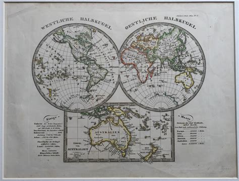 Antique World Map by A. Stieler (c.1870)