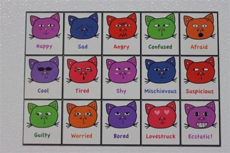 Items similar to Pet Cat Emoticons Emotions Feelings Mood Chart List Magnet with Cat Theme ...