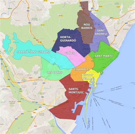 Mapa De Barrios De Barcelona