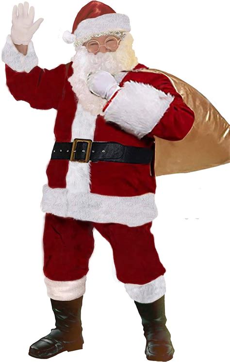 11 Pcs Men Santa Suit Accessories, Deluxe Adults Christmas Santa Claus ...