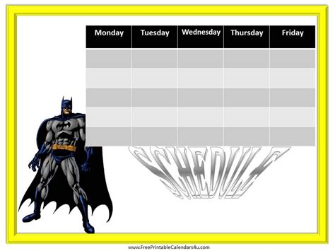 Batman free weekly calendar template | Jack's 5th Birthday | Pinterest | Weekly calendar