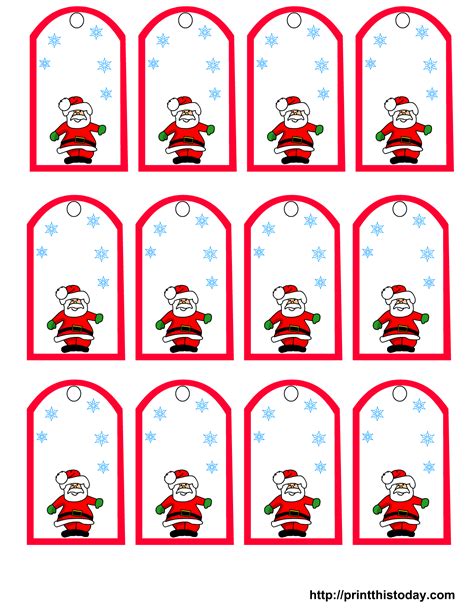 Printable Santa Claus Christmas Gift Tags