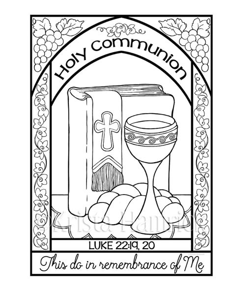 Holy Communion Coloring Page in Two Sizes: 8.5X11, Bible Journaling Tip ...