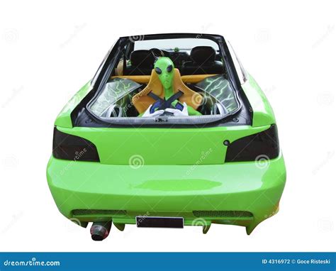 Alien in car stock photo. Image of green, vehicle, isolated - 4316972