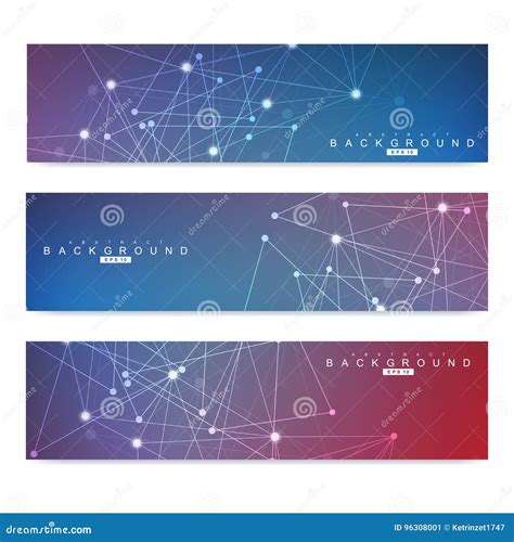 Scientific Set of Modern Vector Banners. DNA Molecule Structure with ...