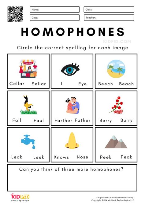 WORKSHEET 6 Homophones Worksheets for Grade 1 | Homophones, 1st grade ...