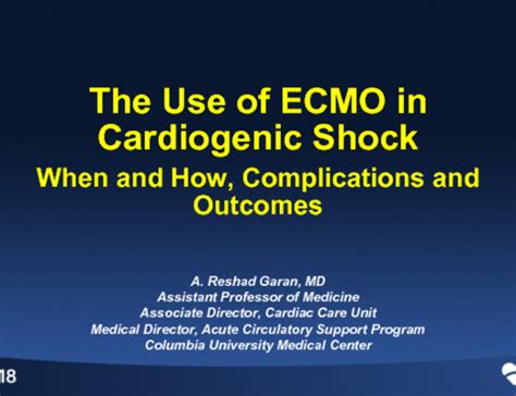 Use of ECMO in Cardiogenic Shock: When and How, Complications and ...