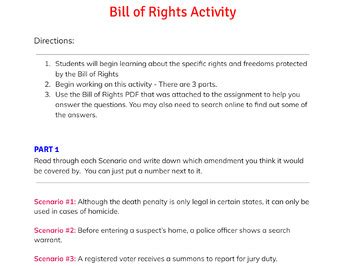 Bill of Rights Activity by Daily Designs By Holly | TPT