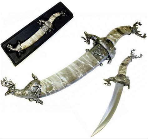 6 Pieces 14" Grey Deer Mongolian Dagger With Sheath - Box Cutters and ...