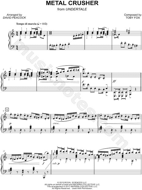 "Metal Crusher" from 'Undertale' Sheet Music (Piano Solo) in A Minor - Download & Print - SKU ...