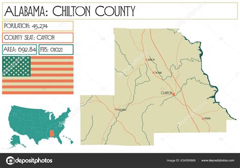 Large Detailed Map Chilton County Alabama Usa Stock Vector Image by ...