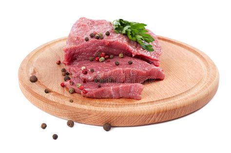 Meat on a Cutting Board on White Background. Stock Image - Image of dinner, butchery: 55863935