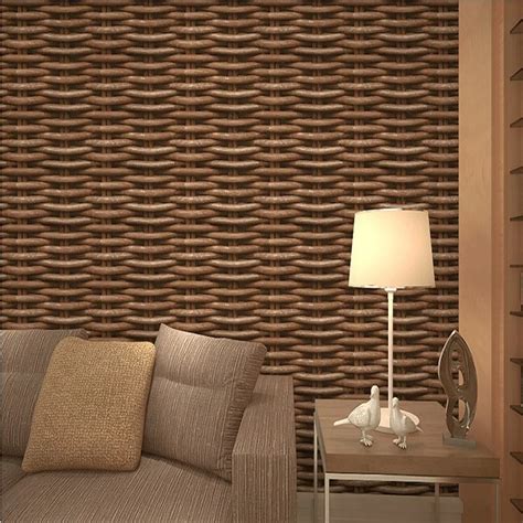 Free Shipping 3D stereo Chinese simulation rattan wallpaper imitation rattan weave pattern ...