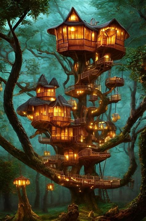 Fantasy treehouse #1, forest, woods, trees #digitalart in 2023 ...