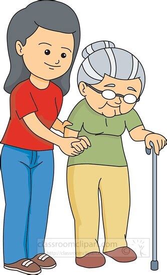 Family Clipart-woman helping elderly woman to walk