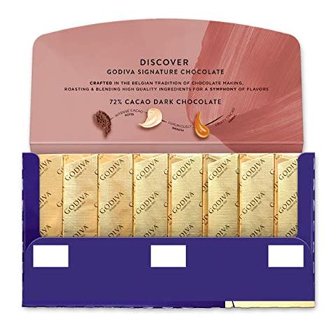 Godiva Chocolatier Chocolate Signature Mini Bars,72% Cacao Dark, 3.1 ...