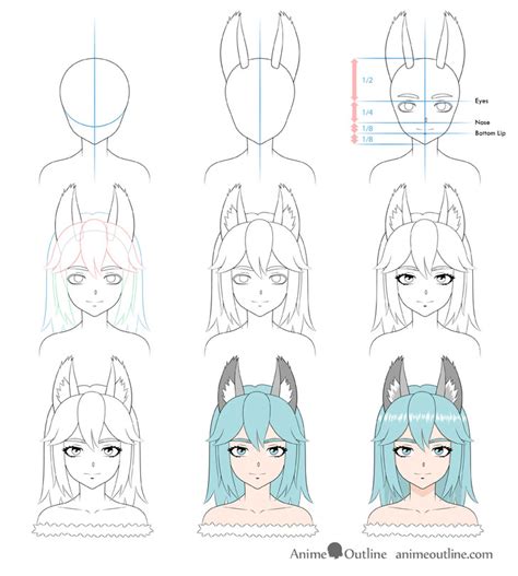 How to Draw Anime Wolf Girl Step by Step - AnimeOutline