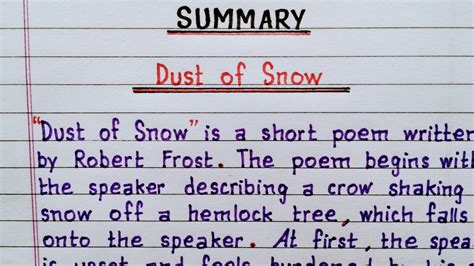 Dust of Snow | Summary | Class 10 English Poem | NCERT - YouTube