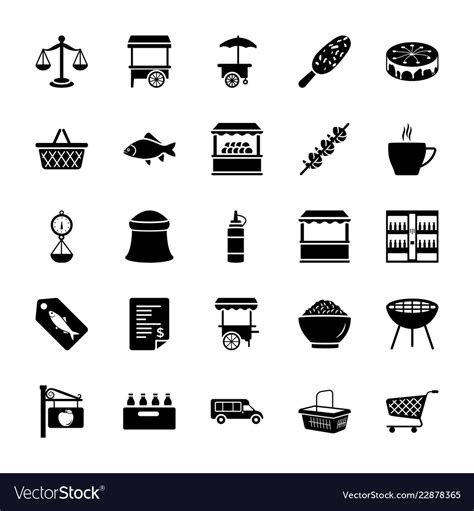 Vendor solid icons pack Royalty Free Vector Image