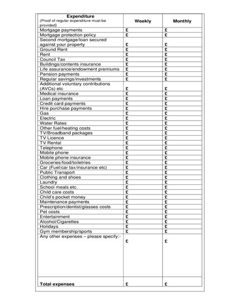 Income & Expenditure Form Free Download