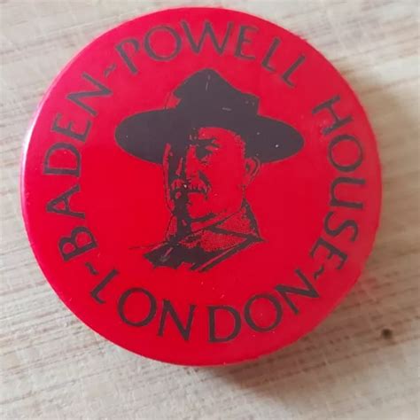 UK SCOUTING BADEN Powell House London Round Metal Pin Button Badge Red ...