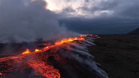 Stunning Drone Footage of Volcano Fissure in Iceland