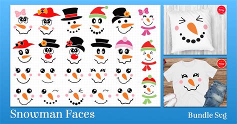 Snowman Faces Bundle Svg – MasterBundles