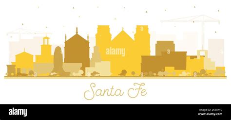 Santa Fe New Mexico City Skyline Silhouette with Golden Buildings ...