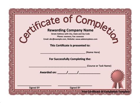 38+ Completion Certificate Templates - Free Word, PDF, PSD, EPS, Format Download! | Free ...