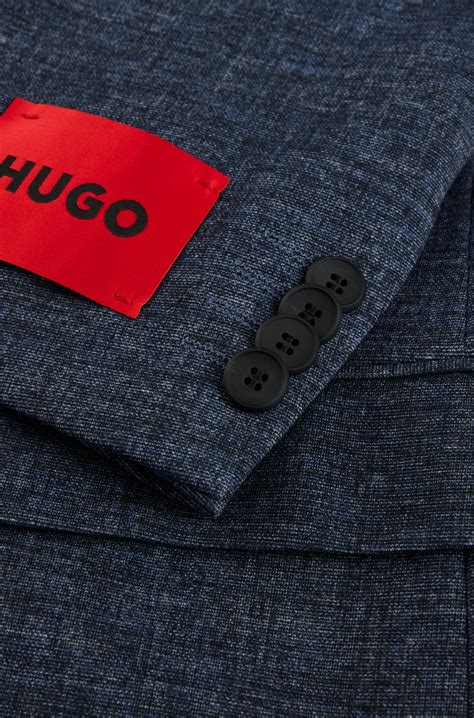 HUGO - Slim-fit three-piece suit in performance-stretch jersey