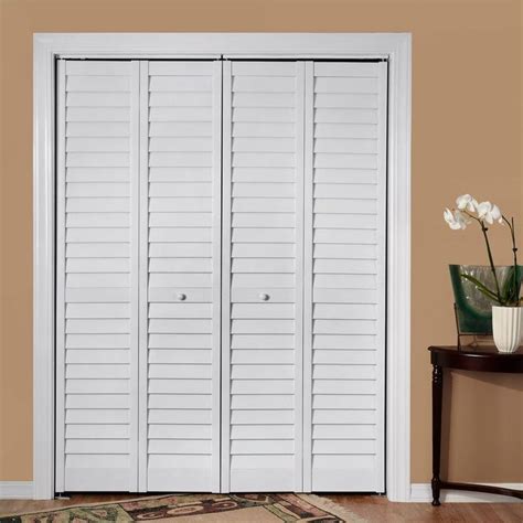 Home Fashion Technologies 36 in. x 80 in. 3 in. Louver/Louver White PVC ...