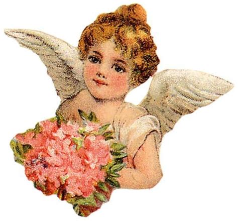 Victorian Cherub Angel With Bouquet Clip Art