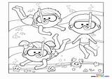 Kids swimming  Coloring Pages For sketch template