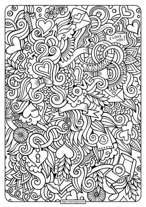 Free Printable Love Doodle Pdf Coloring Page | Love coloring pages ...